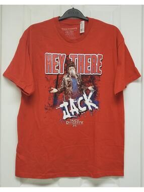 NWT Hey There Jack Graphic Print Duck Dynasty A&E Red 100% Cotton T-Shirt Sz XL